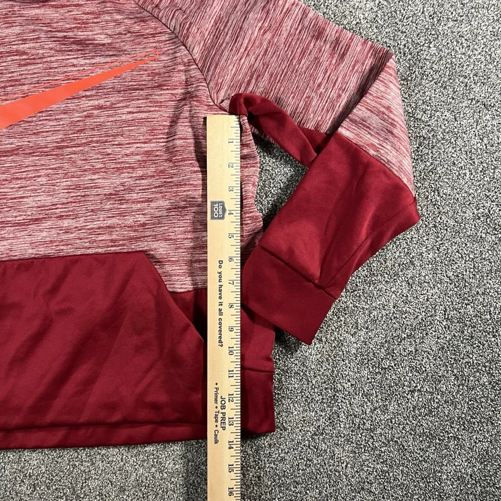 Nike Dri-FIT Therma Hoodie Youth Large Red Heather Pullover Swoosh Athletic